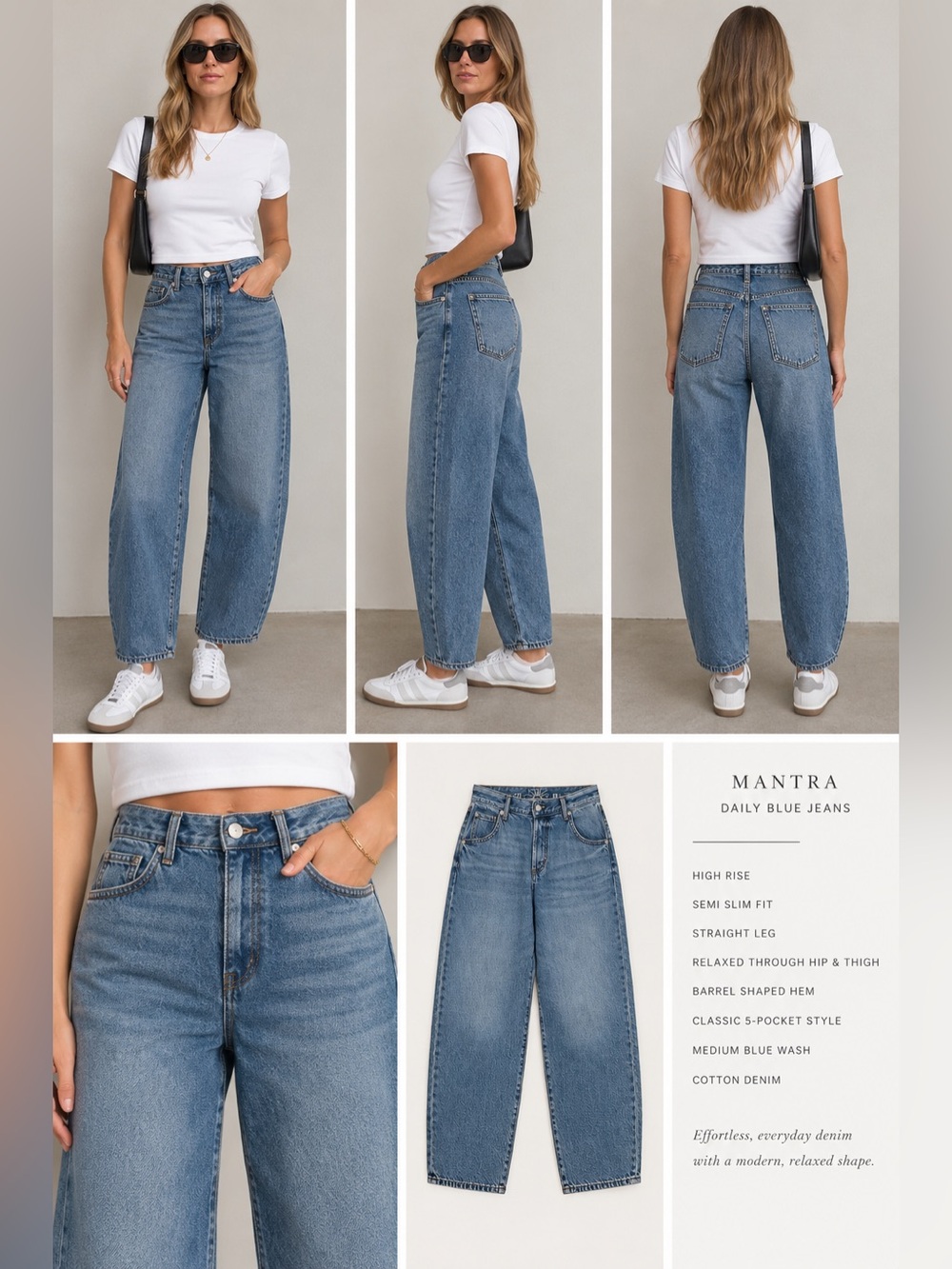 Daily Blue Mantra Barrel Leg Jeans High Rise Blue Denim Adriano Goldschmied 27